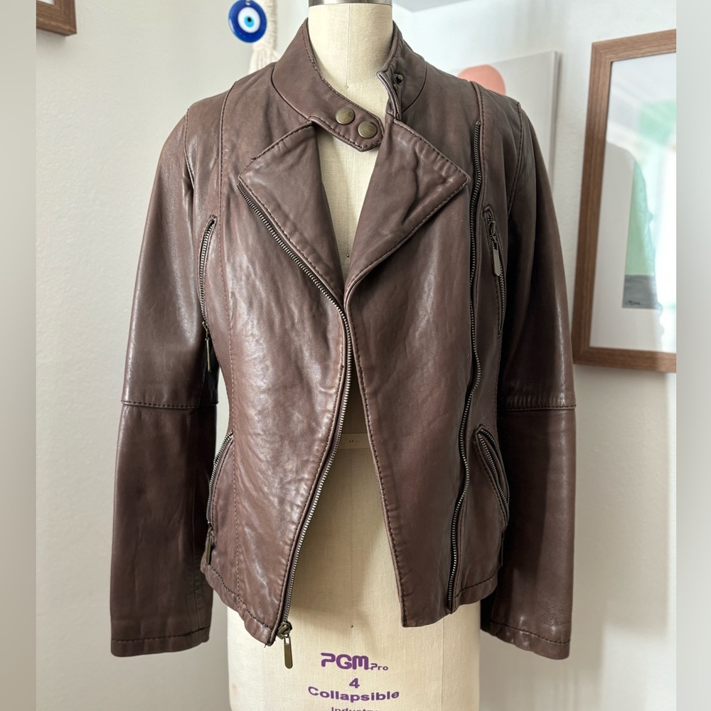 Vintage Barneys Genuine leather biker jacket.